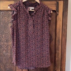 Loft ruffle neck blouse, M